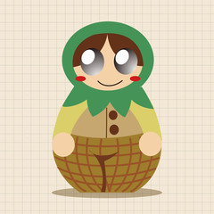 Matryoshka , Russian traditional wooden doll, vector pattern, el