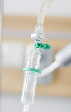 Intravenous drip or Perfusion recipient administrated in a hospital room