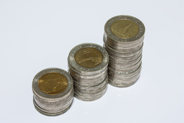 Thai Baht, 10 Baht coins.