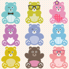 Obraz premium Set of cute teddy bears