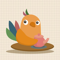 animal bird having afternoon tea theme elements
