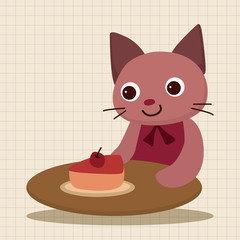 animal cat having afternoon tea theme elements