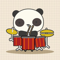 animal panda playing instrument cartoon theme elements