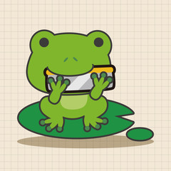 animal frog playing instrument cartoon theme elements