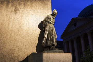 Jeremie statue near St Peter's Cathedral in Geneva in Switzerlan