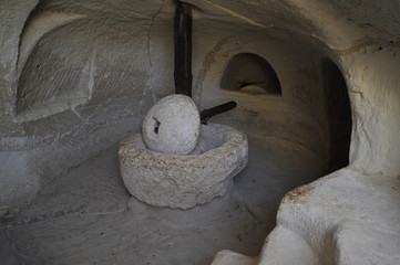 Ancient Olive oil extraction press at Tel Marsha, Israel