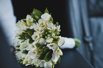 A bouquet of white tulips on the table 3539.