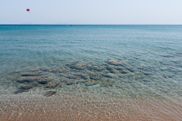 beach, sea and speedboat