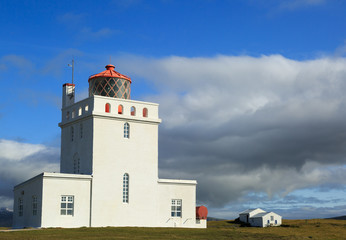 Dyrholaey lighthouse, iceland. Built in 1927 on a high promontory at the southernmost point of Iceland
