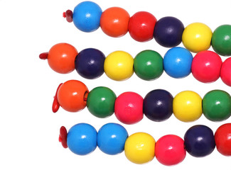 Bright wooden beads.