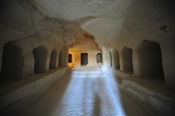 Ancient Olive oil extraction press at Tel Marsha, Israel