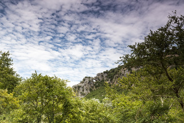 View of the beautiful mountain with clouds in Greece