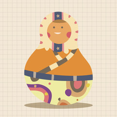 Matryoshka , Russian traditional wooden doll, vector pattern, el