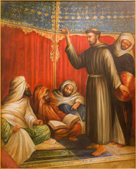Cordoba - St. Francis of Assisi before sultan - Capuchins church - obrazy, fototapety, plakaty