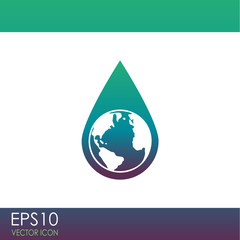 Earth water drop vector icon.