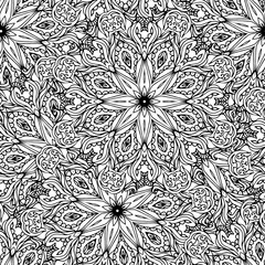 Seamless floral background. Ethnic doodle design pattern. Abstra