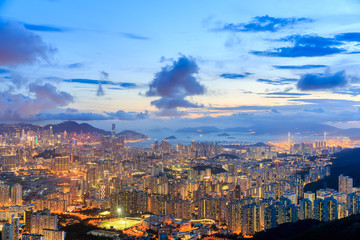 Hong Kong city skyline at sunset