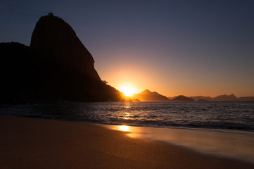 Sunrise in Praia Vermelha Behind the Sugarloaf Mountain