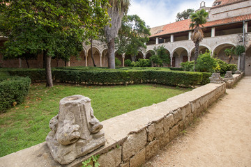 Fototapeta na wymiar Former Benedictine monastery's inner courtyard and garden at the Lokrum Island in Croatia.