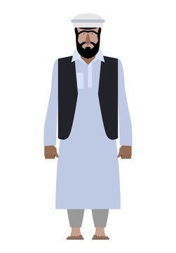  Syrian refugee. Resident of Pakistan national clothes. Afghanis