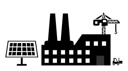 Naklejka premium Usine et un panneau solaire