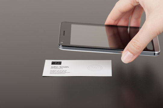 Business Card With Embedded NFC Tag And Phone