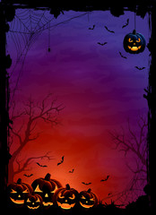 Halloween pumpkins and bats