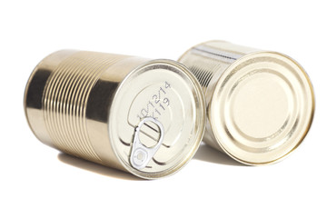 sealed metal cans isolated on white background