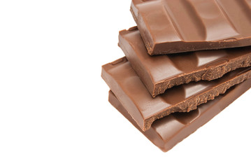 four slices of sweet chocolate