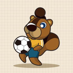 Animals play football cartoon theme elements