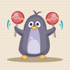 animal penguin playing instrument cartoon theme elements
