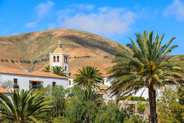 Fototapeta na wymiar View of Betancuria village and famous cathedral Santa Maria, Fuerteventura, Canary Islands, Spain