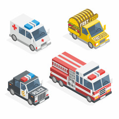Set of the isometric cars
