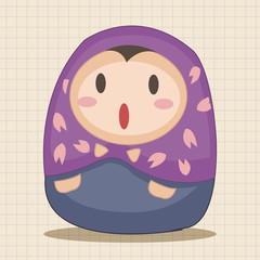 Matryoshka , Russian traditional wooden doll, vector pattern, el