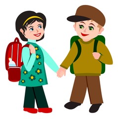 Two school children - a boy and a girl