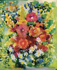 Obraz na płótnie Canvas Watercolor flowers in classical style on a white background