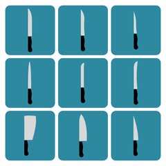 Kitchen knife icons set