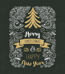 Chalkboard, Vintage style, Christmas Tree