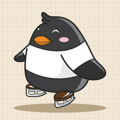 Animal penguin doing sports cartoon theme elements