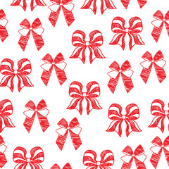 hand-drawn doodle seamless pattern with bows.