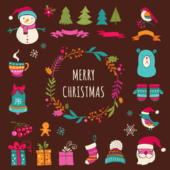 Christmas Design Elements - Doodle Xmas symbols, icons