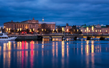 Fototapeta premium Gamla Stan at night in Stockholm, Sweden