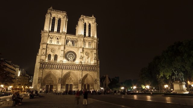 Notre-Dame Cathedral by Night Timelapse