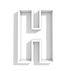 white isolated letter H in white background with shadow