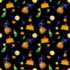 Materiał do szycia Seamless vector background design elements: halloween pumpkins