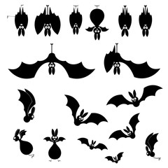 Set vector bats images isolated on white background