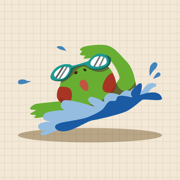 sport animal frog cartoon elements vector