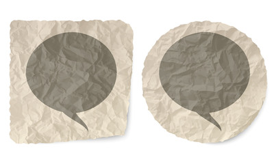 Crumpled slip of paper and a speech bubble