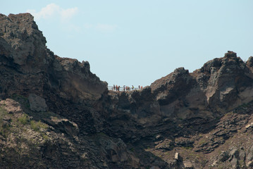 Tourist on the crater volcano Vesuvius, Naples