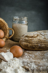 Home baked bread from sourdough rye